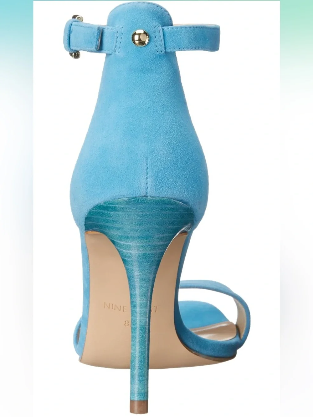 Nine West Mana Light Blue Suede Ankle Strap Stiletto Heels 8.5